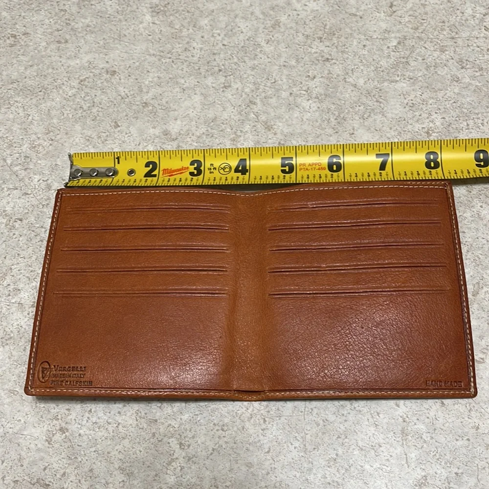 BNWOT VINTAGE AEROPOSTALE TAN & SADDLE BROWN LEATHER AIRPLANE BIFOLD WAL…